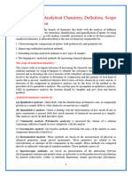 Introduction To Analytical Chemistry, Definition, Scope and Classification