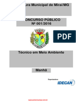 Técnico em Meio Ambiente - Pref. Miraí-MG (2016)