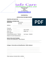 SAFE CARE SOLUTIONS (UK) LIMITED Application Form Template