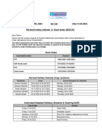 Circular 4B - Holiday Calendar & Exam Dates