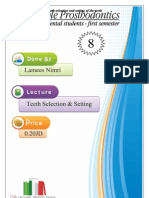 Prostho Lecture 8, Teeth Selection & Setting