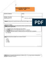 Prueba de Matematica QUINTO Numeros Grandes