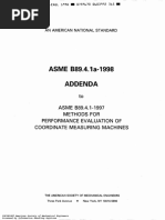 Asme Addenda: ASME B89.4.1-I997 Methods FOR Performance Evaluation OF Coordinate Measuring Machines