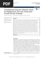 Transshipment Hub Port Selection Criteria by Shipp