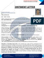 Indal Kumar Sahu Tata Finance Limited Appointment Letter 2023