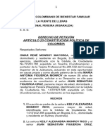 Derecho de Petición Regulación Visitas Menor de Edad Mafm