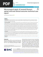 Microsurgical Repair of Severed Thoracic Spinal Cord and Clinical Outcome: Technical Case