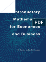 Introductory Mathematics For Economics and Business by K Holden