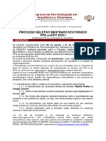 Edital PPG - Au Mestrado e Doutorado 2025-1