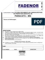 Cotec 2022 Prefeitura de Paracatu MG Tecnico em Enfermagem Prova