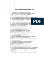 Questionnaire For Your Final Speaking Test