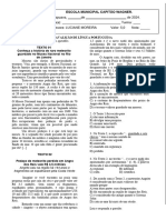 Avaliação 5º Ano Língua Portuguesa