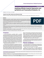 Assessment of Stigmatizing Attitude Towards Depression and Its Treatment Among Medical and Paramedical Students An Explo