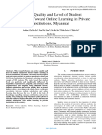 Service Quality and Level of Student Satisfaction Toward Online Learning in Private Institutions, Myanmar