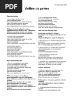 Feuille de Chant - Veillée de Prière