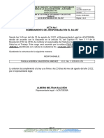 ACA-RH-ACTSGSST-001 y 002 - Acta Asiganción Del Responsannle Del SGSST