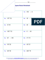 S3 Square - Roots - Worksheet