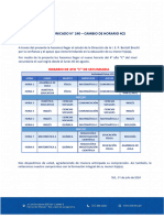 Comunicado N°240 - Cambio de Horario 4CS