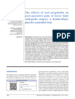 The Effects of Oral Pregabalin On Post Operative Pain