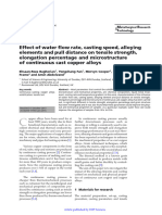 Effect of Water Flow Rate, Casting Speed, Alloying Element and Pull Distance On Tensile Strength, Elongation Percentage and Microstructure of Continuous Cast Copper Alloy