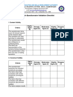 Research Questionnaire Validation Checklist