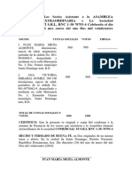 Asamblea Juan Nomina de Los Socios Asistente A La Asamblea General Extraordinaria e La Sociedad Comercial Yi S