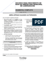 Fundep Gestao de Concursos 2024 Prefeitura de Campanha MG Auxiliar de Servico Educacional Prova