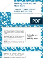 Business Mathematics Lesson 3 Key Concepts in Buying and Selling Part 1 Mark Up Markdown and Mark On Week6 - Compress