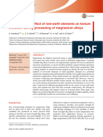 A Review On The Effect of Rare-Earth Elements On Texture Evolution During Processing of Magnesium Alloys