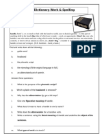 Dictionary Work & Spelling Worksheet