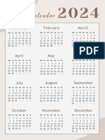 Beige and Brown Elegance Modern Aesthetic 2024 Calendar Document