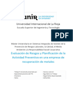 Evaluación de Riesgos y Planificación de La Actividad Preventiva en Una Empresa de Recuperación de Metales