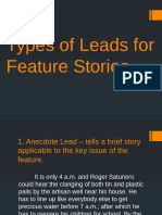 Types of Leads For Feature Stories