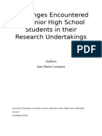 Challenges Encountered by Senior High School Students in Their Research Undertakings