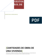 Cantidades de Obra, Vivienda Una Planta, Socio Vivienda Guayaquil. Utpl/ingenieria Civil