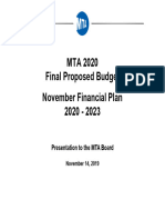 Board Presentation MTA 2020 Final Proposed Budget November Financial Plan 2020-2023 - 3