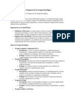 La Salud Mental y El Impacto de La Terapia Psicológica