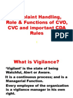 Complaint Handling, Role & Functions of CVO, CVC and Important CDA Rules