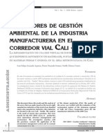 Indicadores de Gestion Ambiental en La Industria Manufacturer A. Cali Colombia