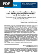 A Mulher No Evangelho de Tomé. Uma Análise Da Questão de Gênero A Partir Do Logion 114
