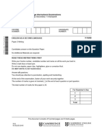 Cambridge Secondary Checkpoint - English As A Second Language (1110) October 2015 Paper 2 Question