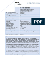 Course Specification MSC Project Management