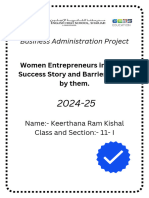 Business Administration Project: Women Entrepreneurs in India - Success Story and Barriers Faced by Them