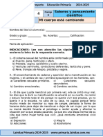 4to Grado Septiembre - Examen 02 Mi Cuerpo Está Cambiando (2024-2025) - 1