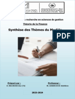 Synthèse Des Thèmes Des Exposés de Classe Du Modèle "Théorie de La Finance"