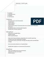 Post Lab Report - Activity 1 Cell Cycle