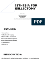 Anaesthesia For Tonsillectomy