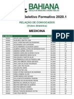 Aprovados Medicina Bahiana 2020