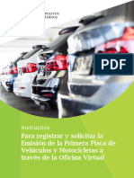 Instructivo para Registrar y Solicitar La Emisión de La Primera Placa de Vehículos y Motocicletas A Través de La Oficina Virtual