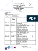 Sample CLASSROOM PROGRAM For KINDERGARTEN